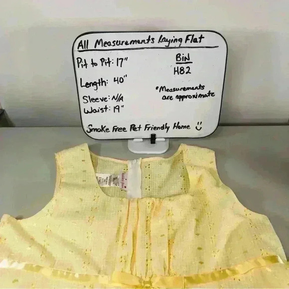 Ashley Ann Embroidered Eyelet Yellow Sundress Lined Tulle Hem Girls Size 14 1/2 - Picture 16 of 16